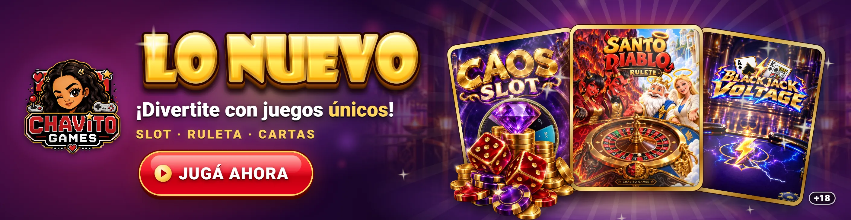 Chavito Games: CAOS, Santo Diablo y Blackjack Voltage. Descubrí sus juegos.